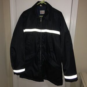 Vintage Butwin Law Enforcement Jacket Reflective Size L Blue Winter Quilted Coat